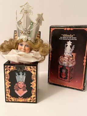 VTG 1988 Enesco Wizard of Oz Glinda Musical Jack in the Box 50th Anniversary